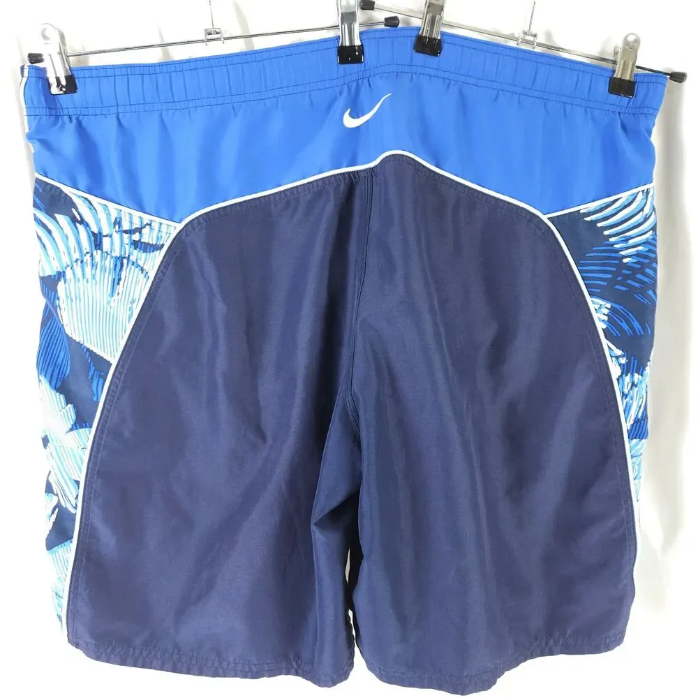Nike Navy Blue Floral Board Shorts Drawstring Waist Mens 2XL XXL 44x8 - Picture 3 of 7
